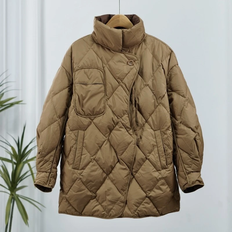 莉推荐  超一线系列   WF076   女装时尚撤柜秋冬羽绒服咖色