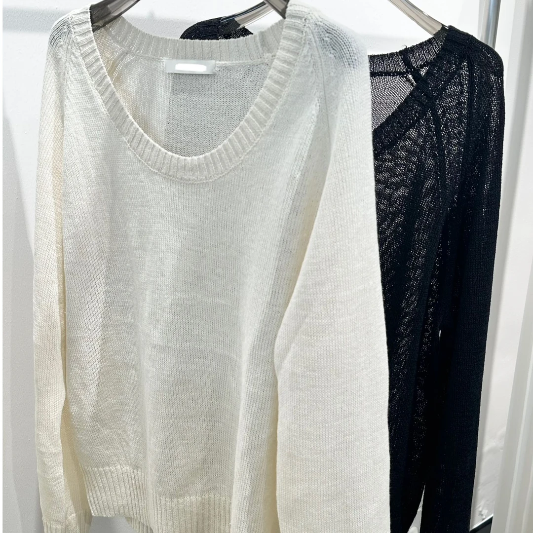 「韩国正品no退换」针织U领罩衫，气质春款轻薄透气