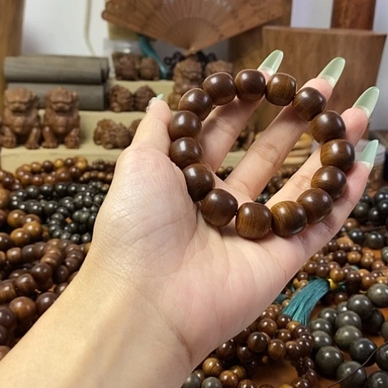 老山檀香黑肉沉水14-15桶珠手串