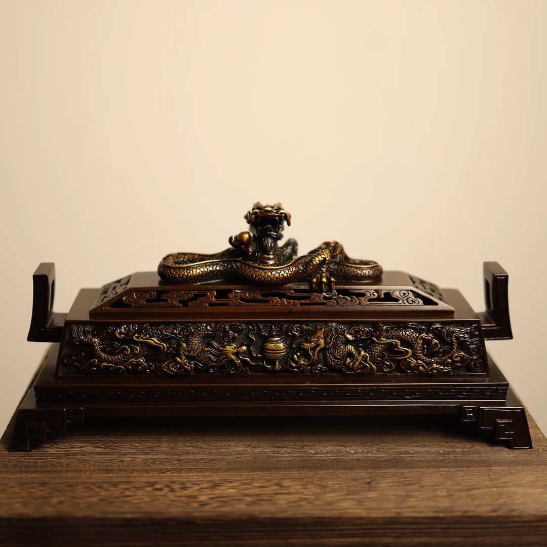 赵玉保原创手工铜香炉 蟠龙卧香炉 可用21CM线香