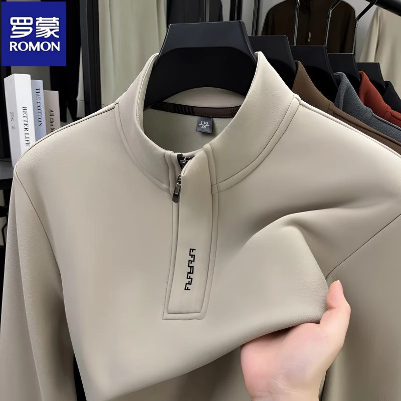 罗蒙秋冬季款半拉链立领卫衣男士宽松长袖t恤大码套头打底衫上衣