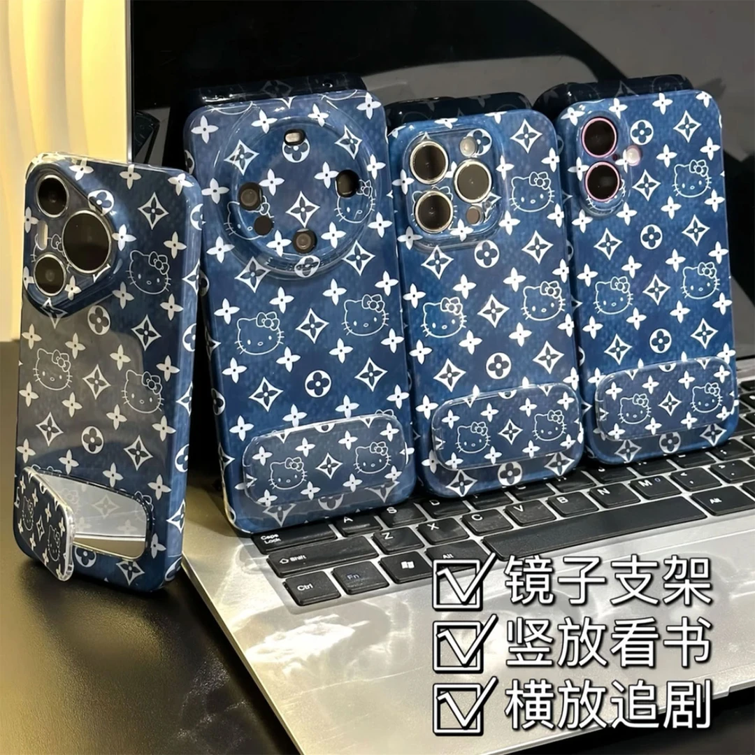 牛仔蓝KT猫菲林适用iPhone16pormax手机壳苹果15plus华为mate70小