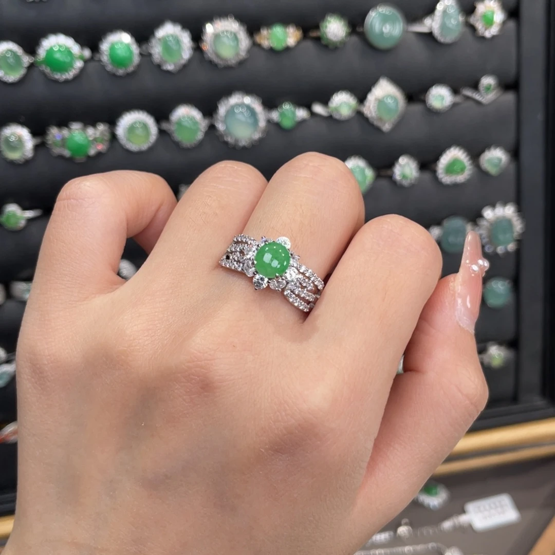 翡翠银S925镶嵌戒指