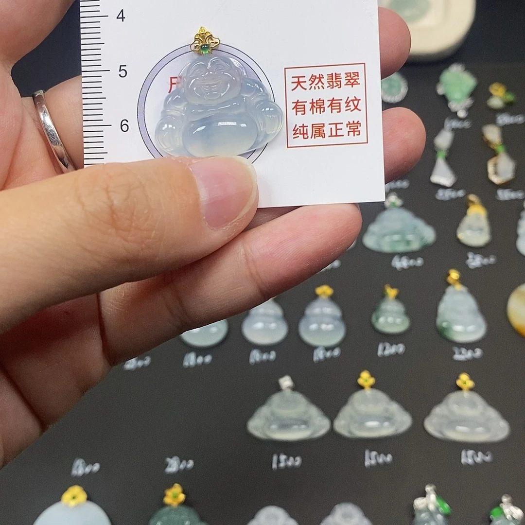 晨***风翡翠18K金镶嵌颈饰