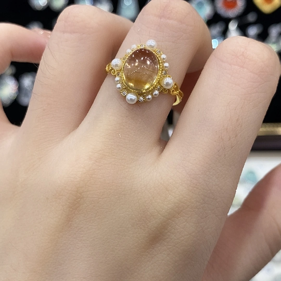 银S925镶嵌戒指黄晶