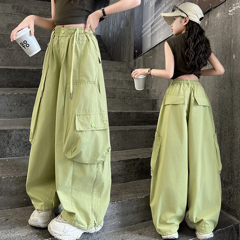 女童裤子休闲裤春秋2025新款中大童洋气网红工装裤束脚裤春季长裤