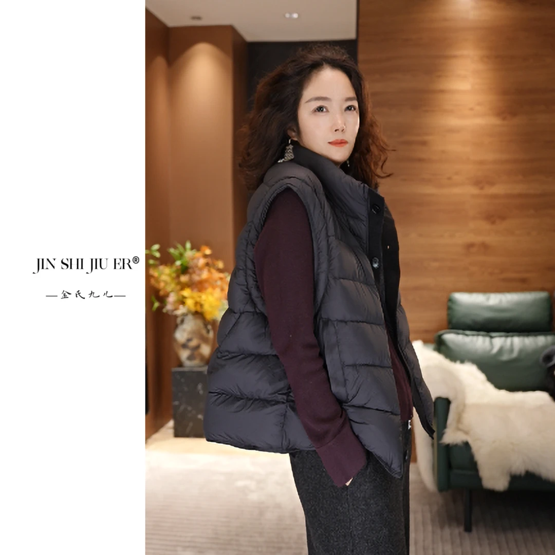 JIUER韩版纯色羽绒马甲坎肩短款叠穿极简秋冬时尚百搭615
