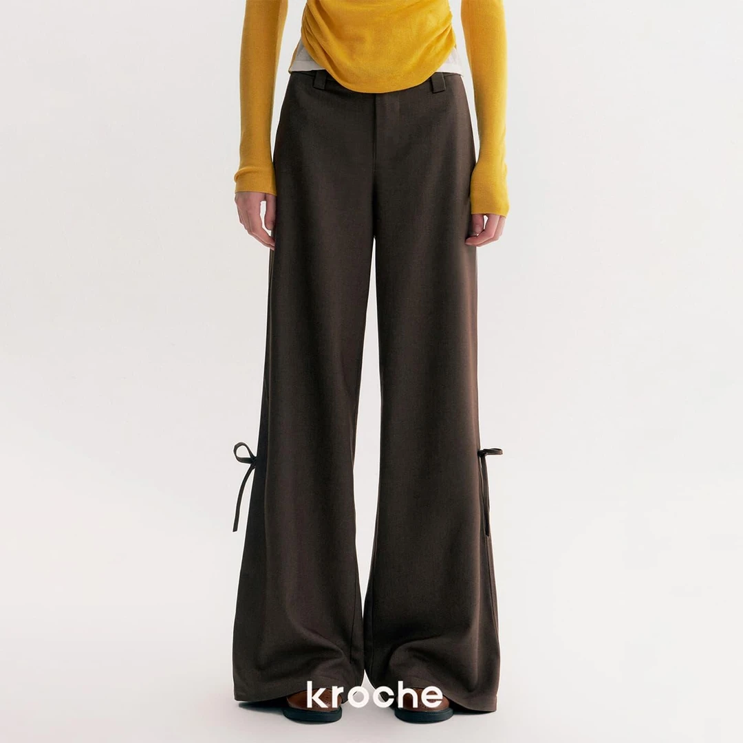 【雪宝专享】Kroche 手工立体系带蝴蝶结 氛围感宽松阔腿西装裤