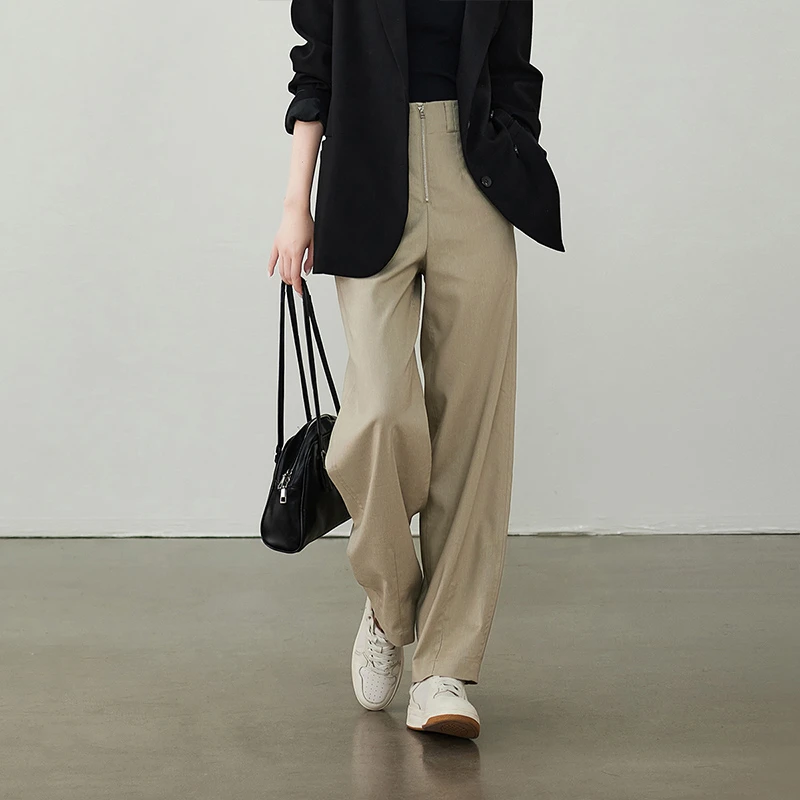 索菲丝尔门襟拉链哈伦裤女2025春季时尚宽松百搭休闲长裤511125