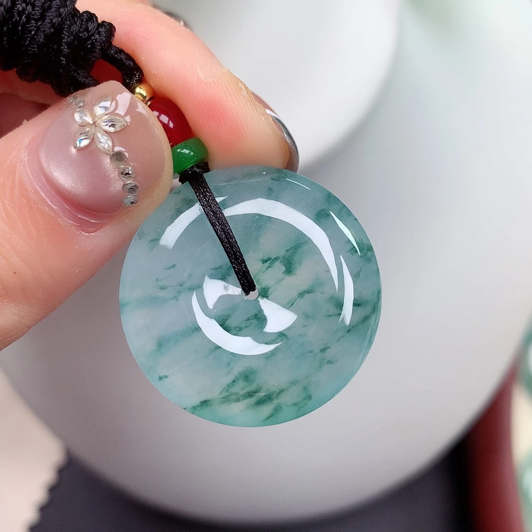 翡翠未镶嵌颈饰平安扣 27.5-6.7mm