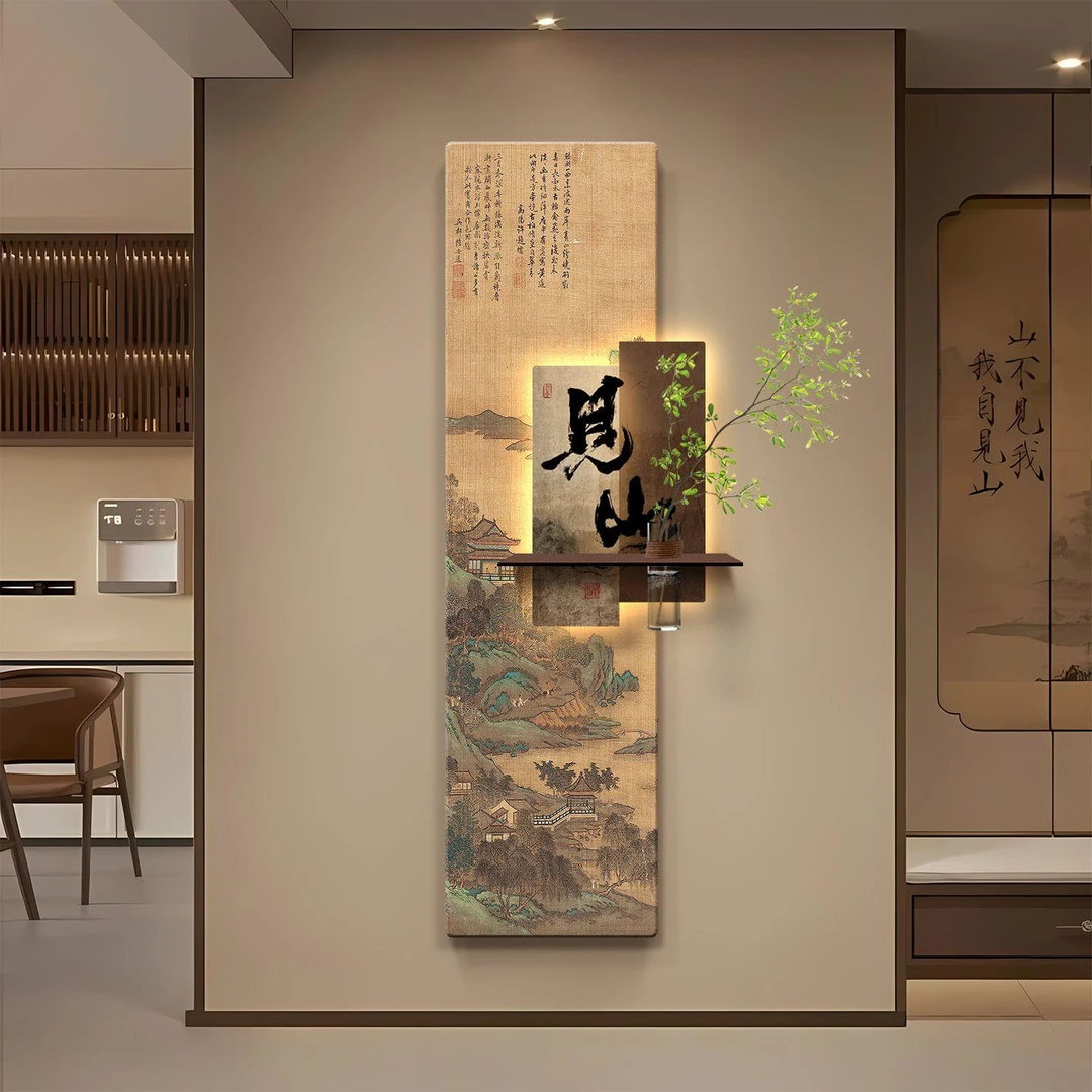 见山宋代美学2025新款玄关装饰画带灯氛围感大气创意高档艺术挂画
