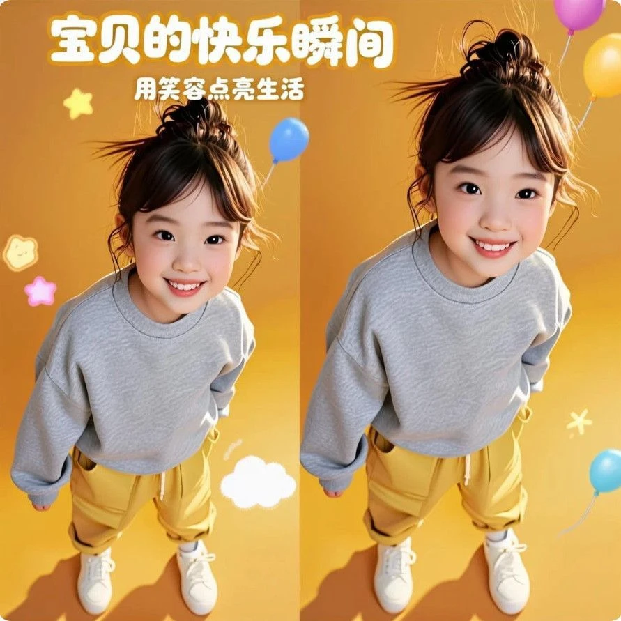 纯棉加绒宽松小童装卫衣T恤女 通用中大童上衣运动打底衫幼儿园