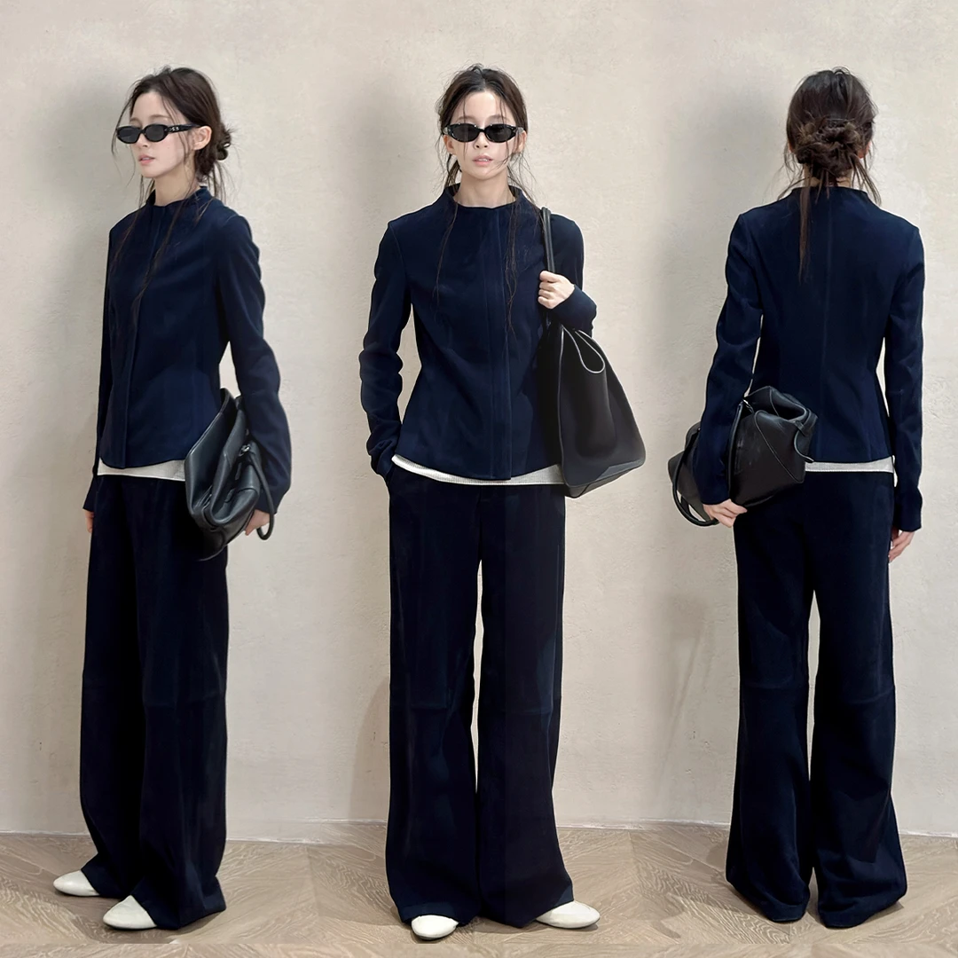 Z.blues【皮衣里的审美套】正肩合身款弹力皮衣皮裤套装YZKF2567TZ