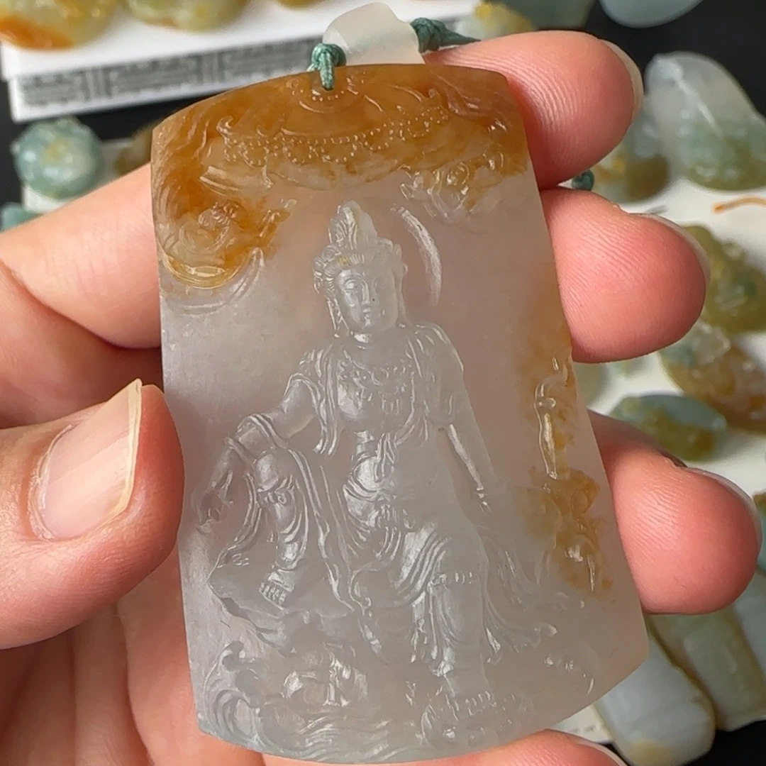未镶嵌定制翡翠天然翡翠A货 翡翠毛货 水月观音