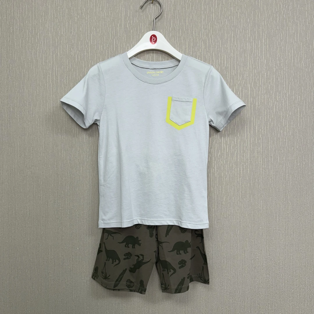 皮尔卡丹儿童家居服男短袖套装夏季速干运动男童迷彩 KD250059