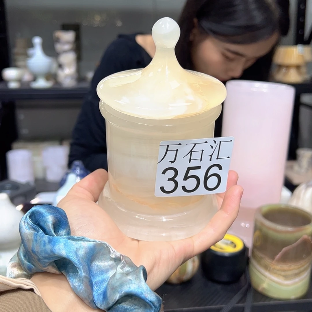 石材356冰透房子棉签罐