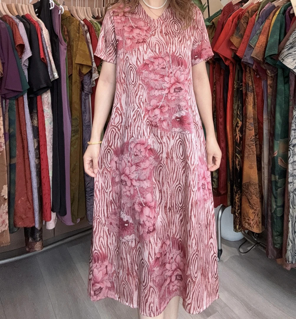 1200-1夏季中高端新款妈妈装连衣裙透气轻薄