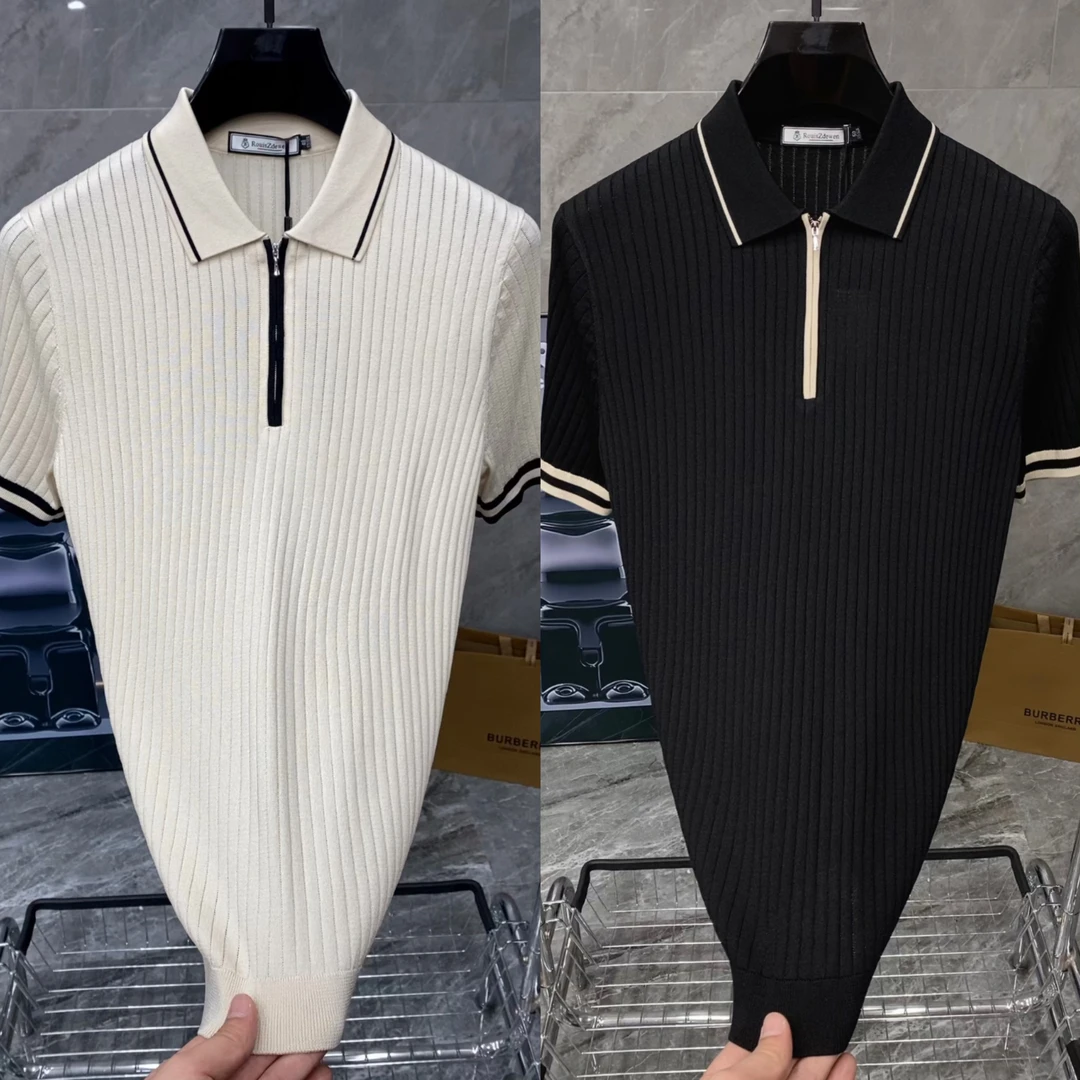 夏季新款男士时尚百搭高级感桑蚕丝混纺Polo衫 86022