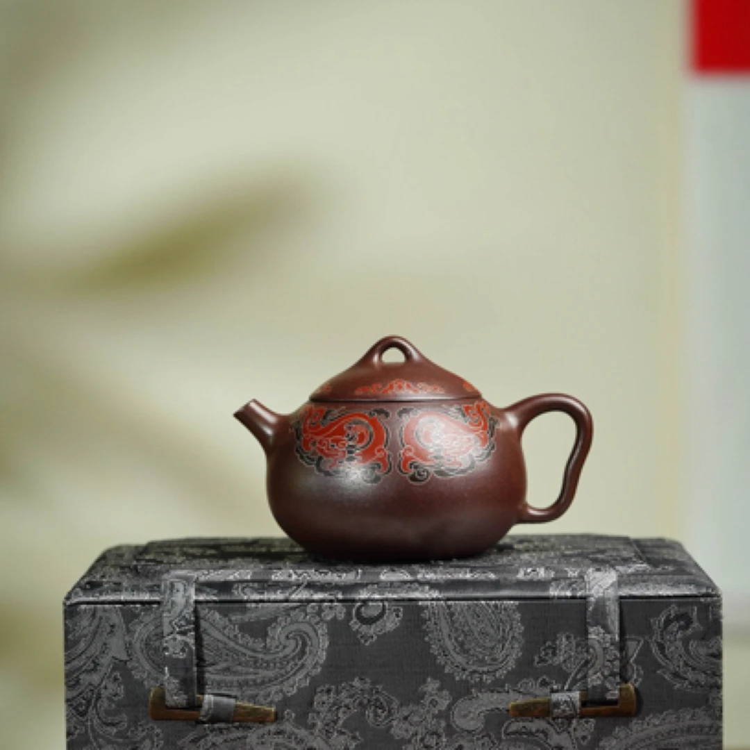 如权·嵌银丝   紫砂壶 容量220cc/紫泥