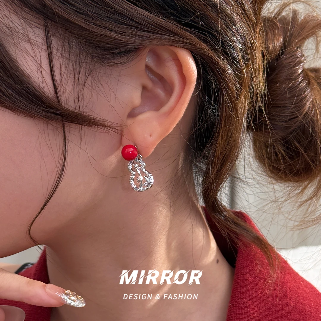 小麋人 925银耳饰 CE9580竹报福禄耳钉银针女耳环耳饰小巧个性