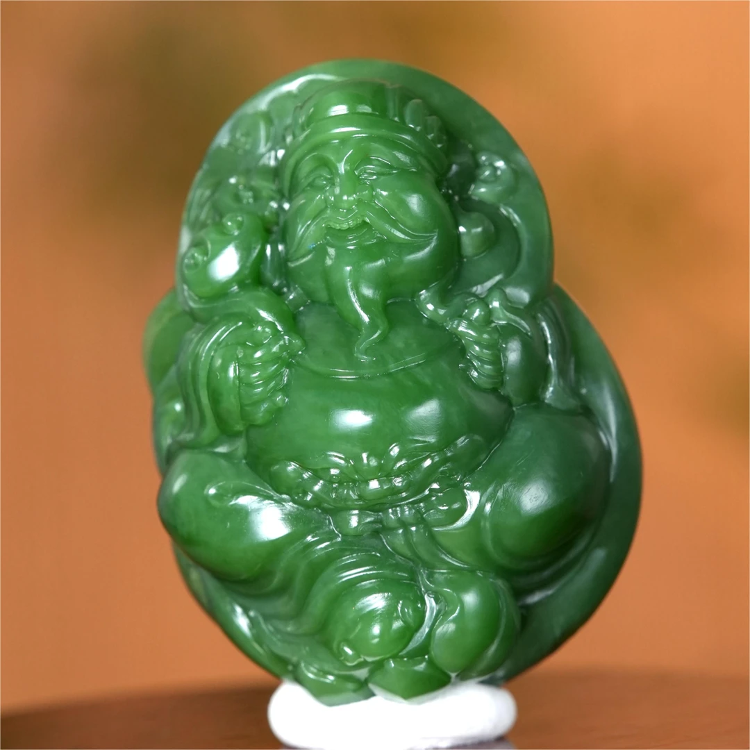 Lot30.俄7和田碧玉财神挂件/210312/拍宝