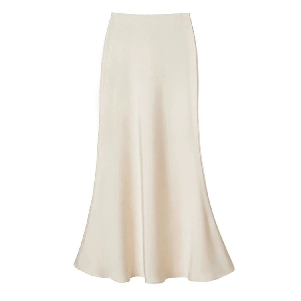 高腰显瘦【婉约秀央】长款缎面醋酸丝滑半身裙春夏甜美可爱风格衣服