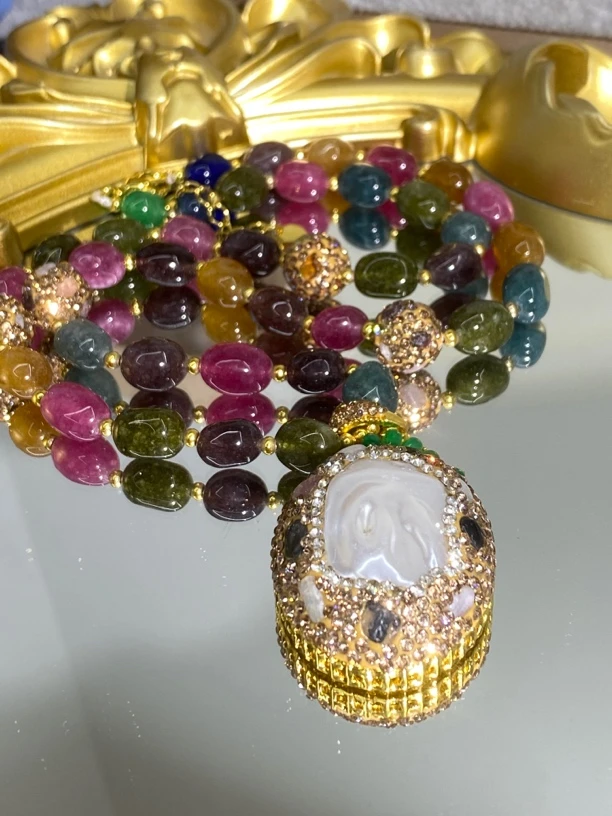 铜合金合成锆石项链 TTSD 巴洛克时尚潮流百搭款毛衣链 8489