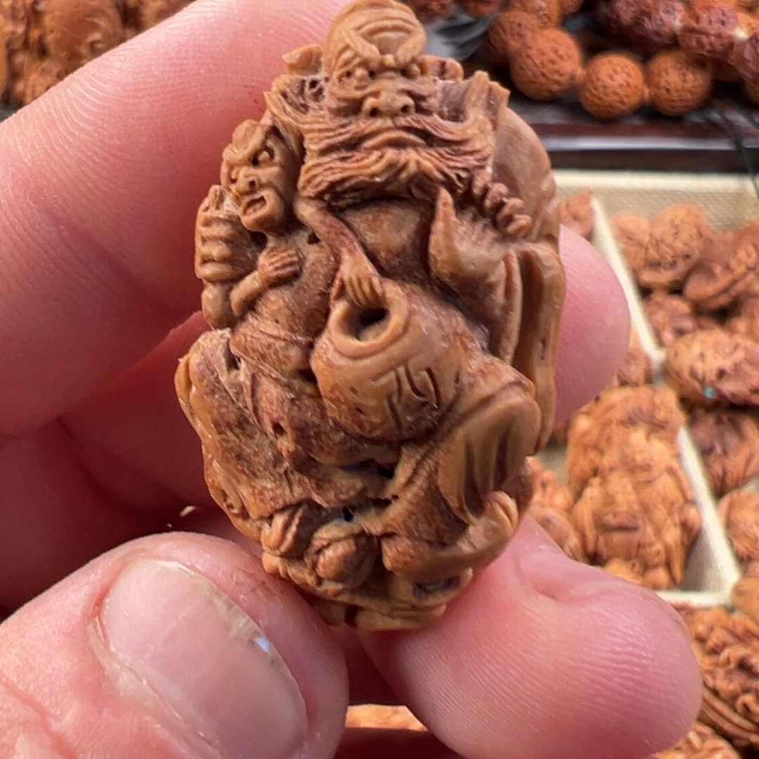 桃核吊坠桃核雕刻钟馗