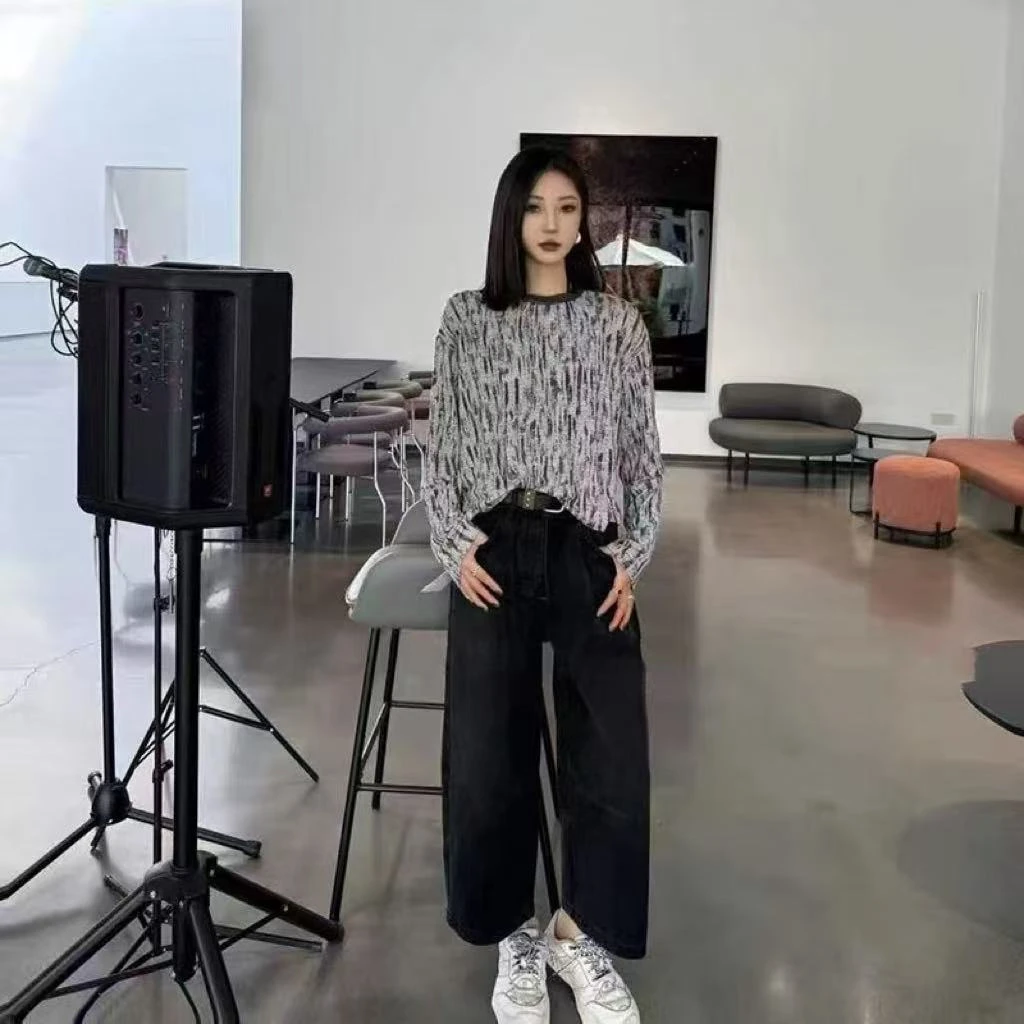 D25128-2拼接撞色设计感打底衫女秋季新款韩版显瘦时髦气质小衫