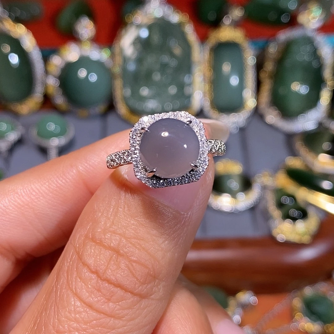 和田玉银S925镶嵌戒指