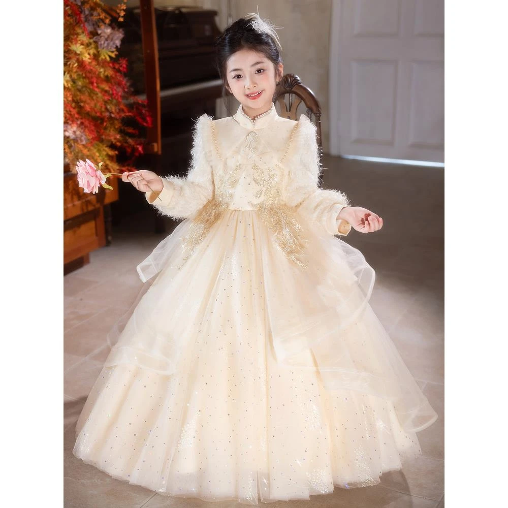FAV MARTHA女童礼服主持人冬厚花童轻奢小众高端公主裙女孩生日钢