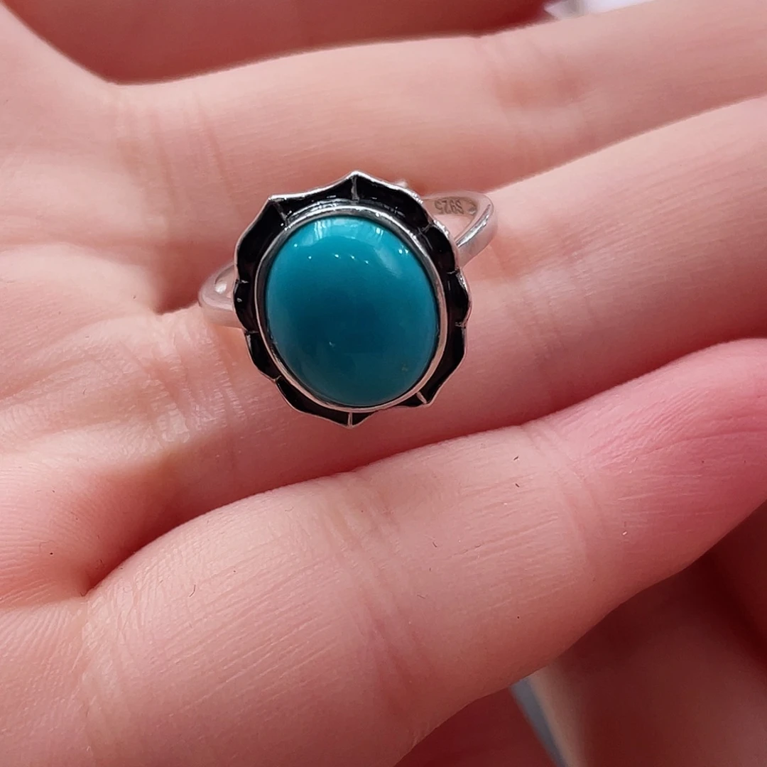 绿松石戒指银S925镶嵌