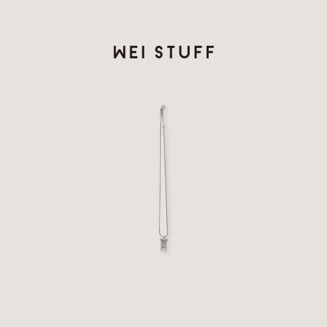 WEI STUFF 坠链均925银   时尚百搭新款复古简约猫咪项链 8862