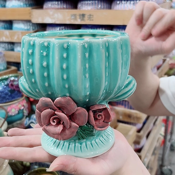 有孔.凑单10元陶瓷花盆发货！