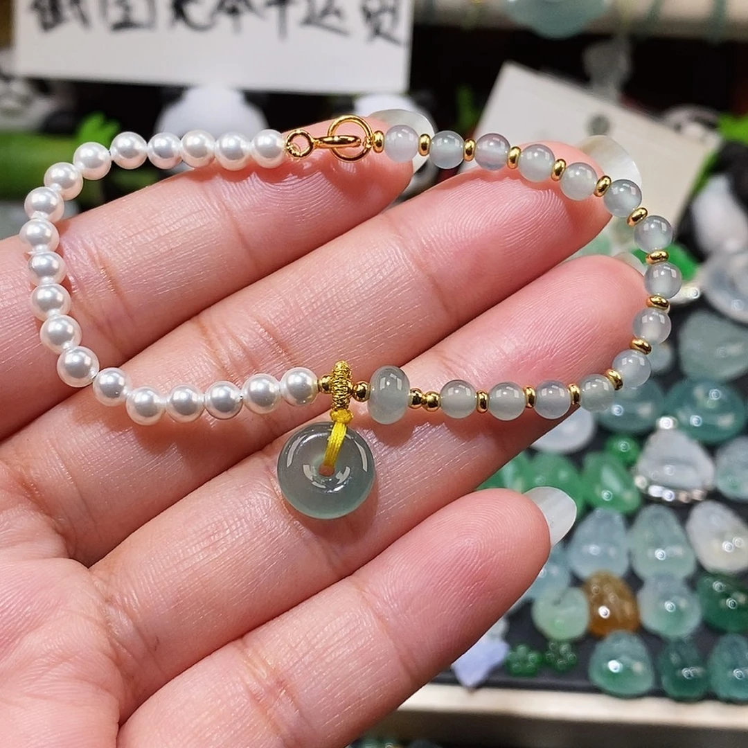 翡翠未镶嵌颈饰平安扣手链15
