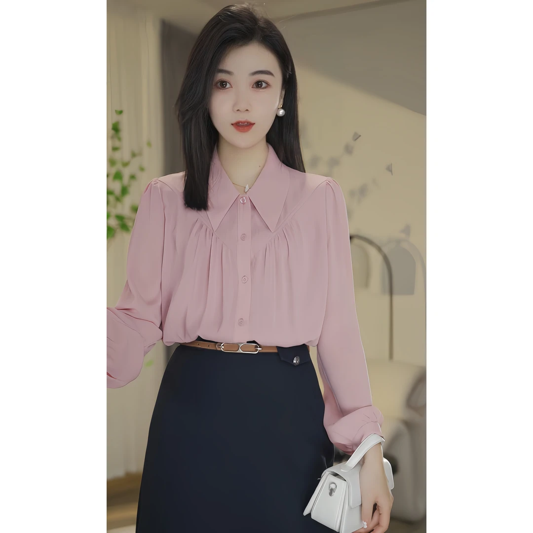 MAN BEI/曼·贝【小北专属】8393049遮肉显瘦气质减龄设计感百搭衬衫