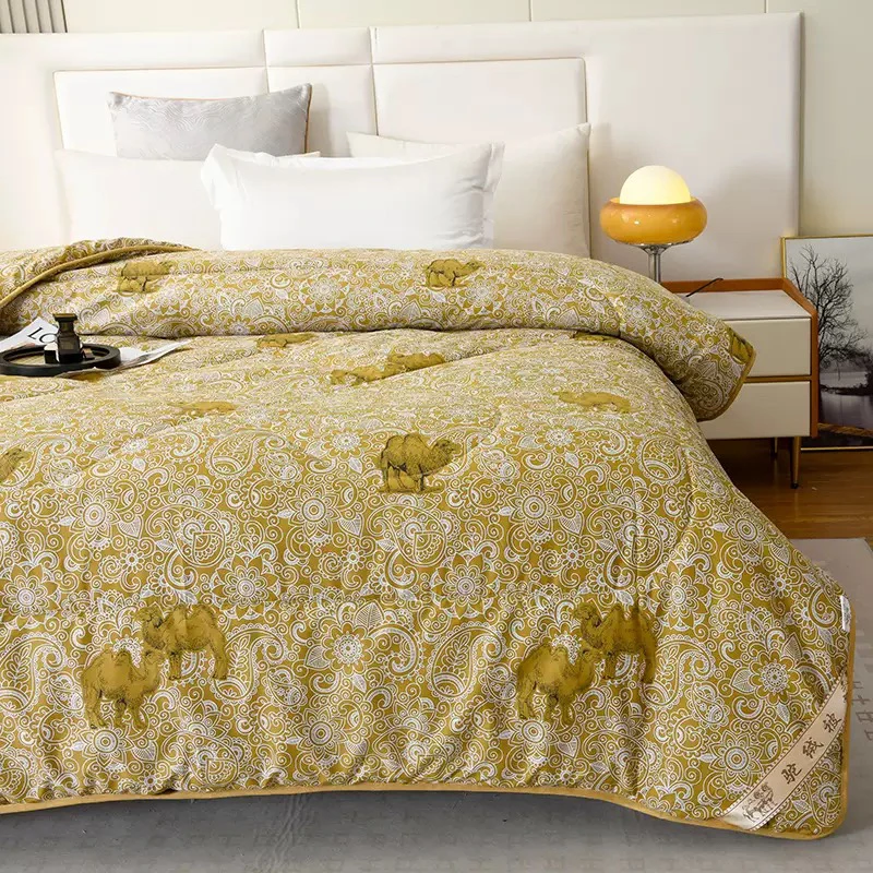 双面款保暖简约风6斤骆驼化纤被绒被被褥正品被子冬被被芯保暖被