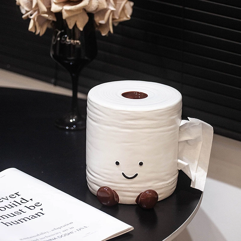 创意可爱陶瓷纸巾盒客厅桌面高颜值个性装饰品摆件餐巾收纳抽纸盒