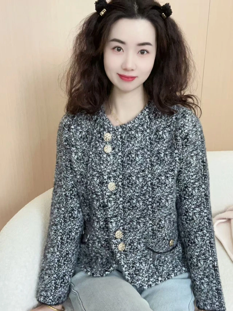 悠悠~【银河】小香风时尚轻奢百搭针织短款外套女2025春秋新品上衣