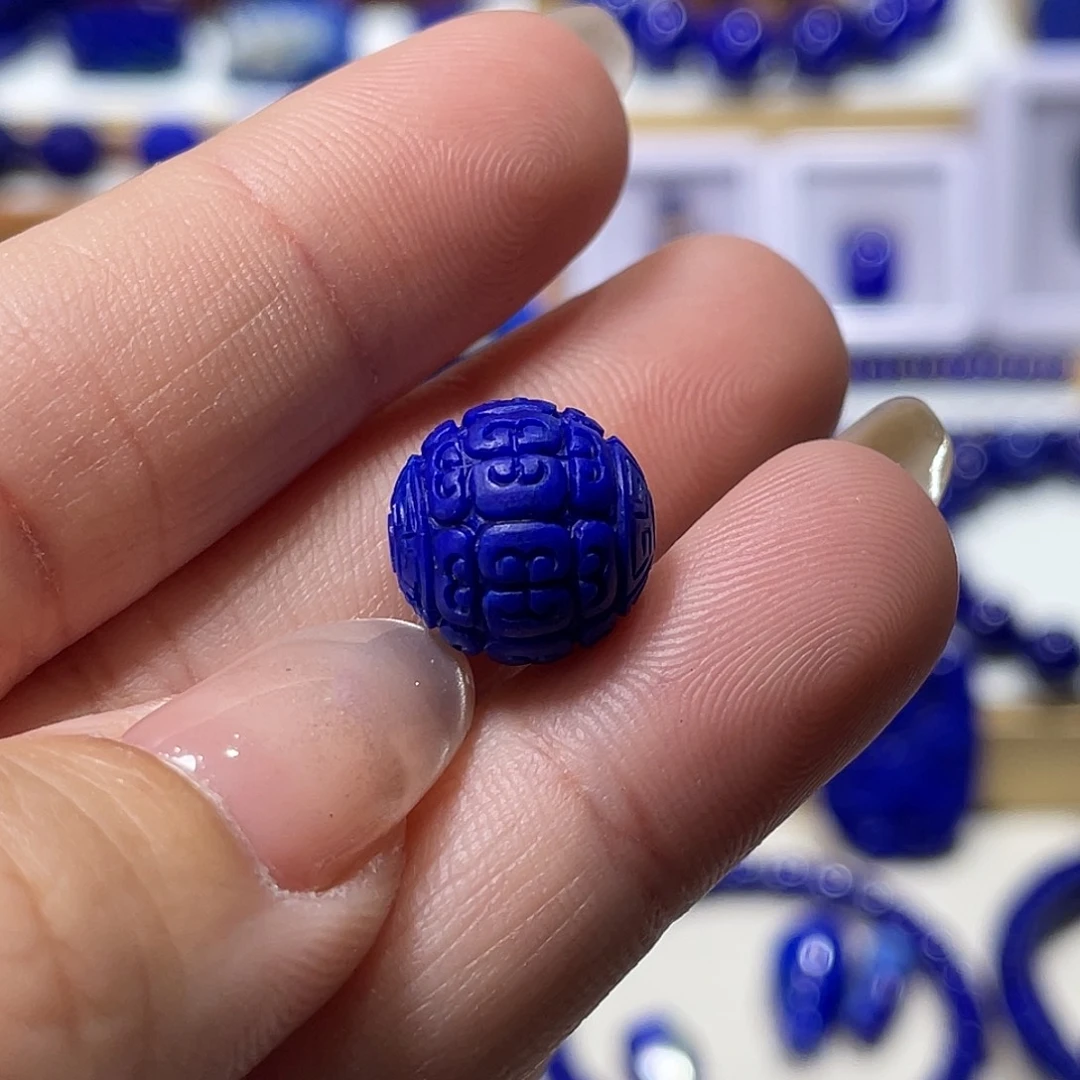 @***@未镶嵌青金石高品回纹单珠13mm