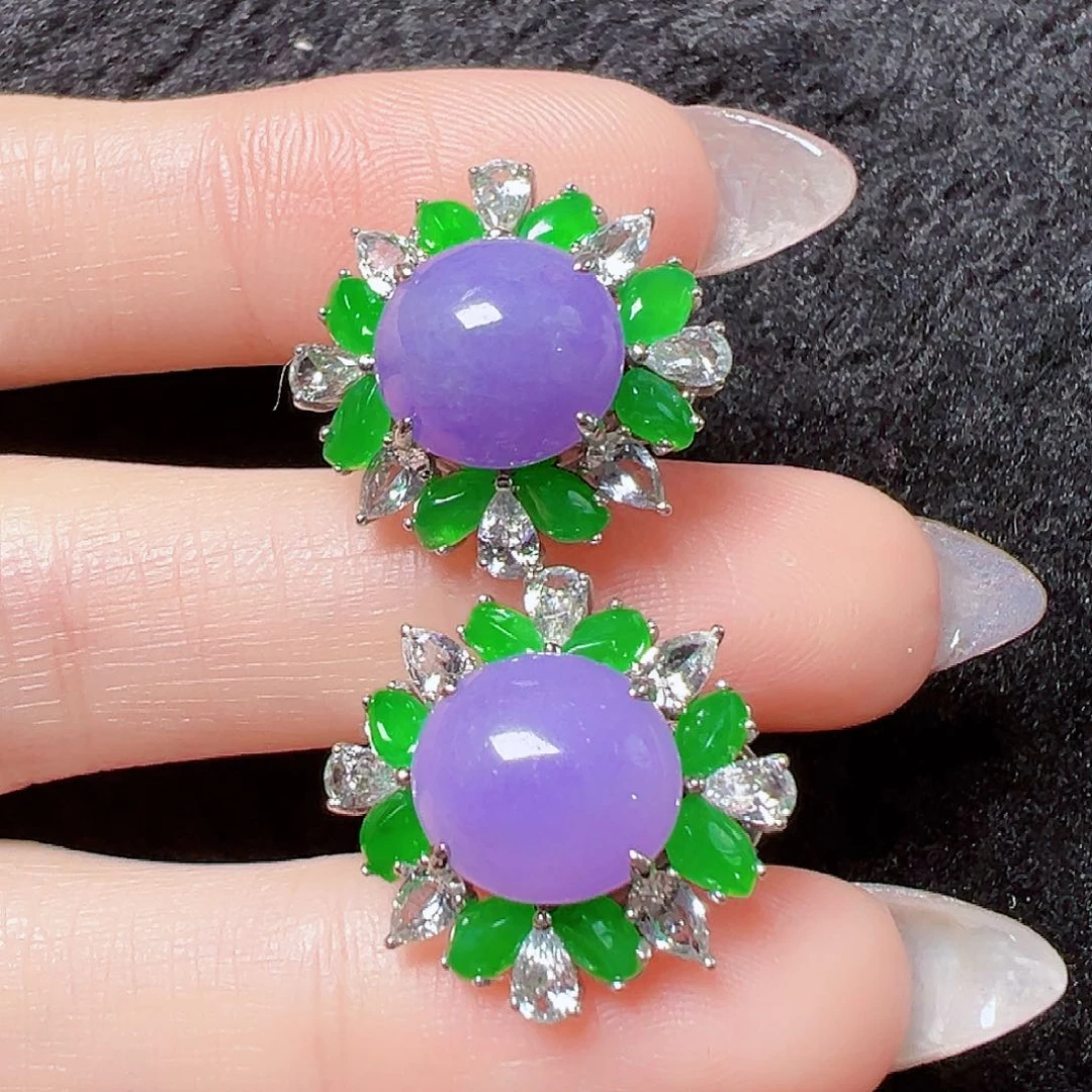 翡翠耳饰18K金镶嵌签收后24小时鉴赏期，过时不退