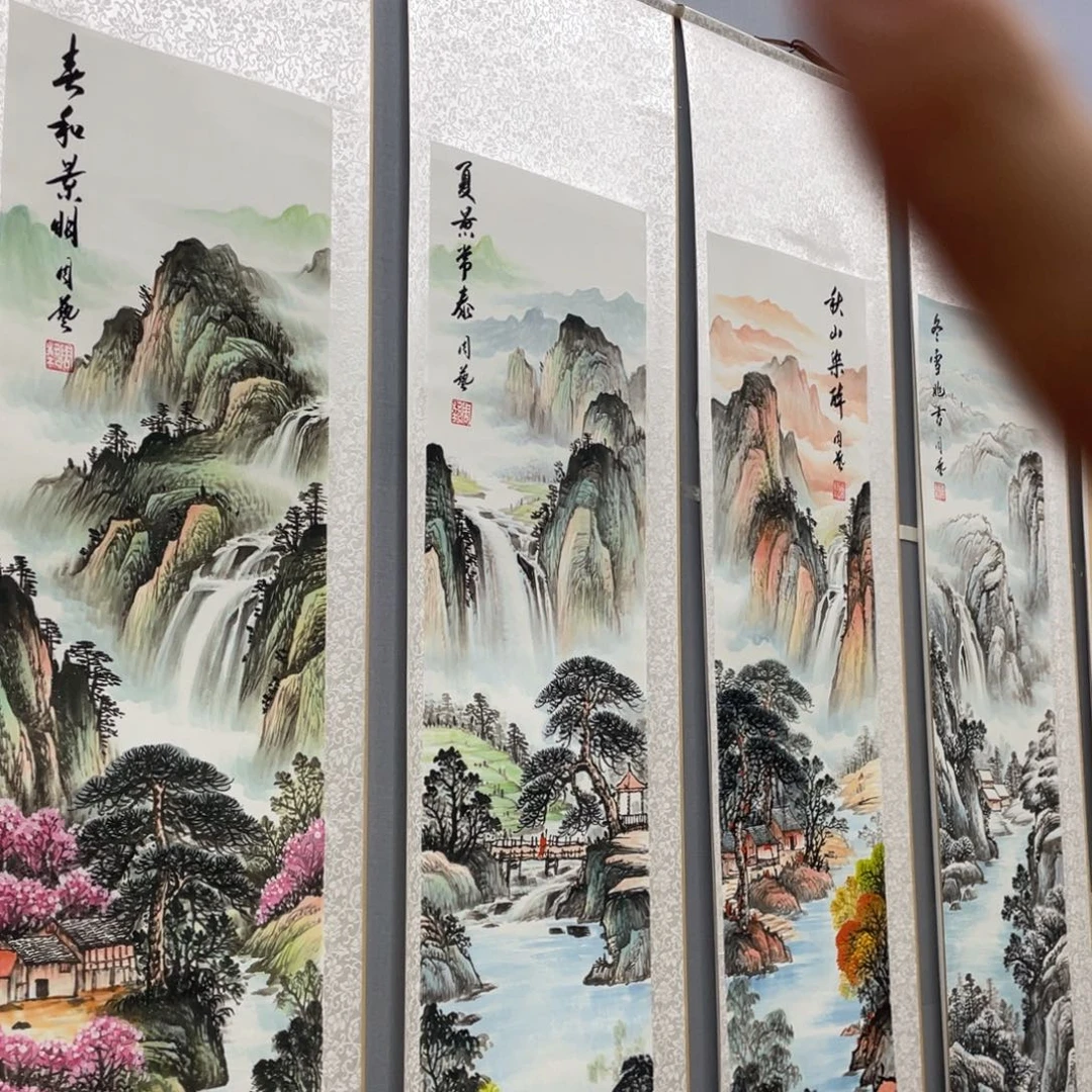 国画手绘带装裱和运险w