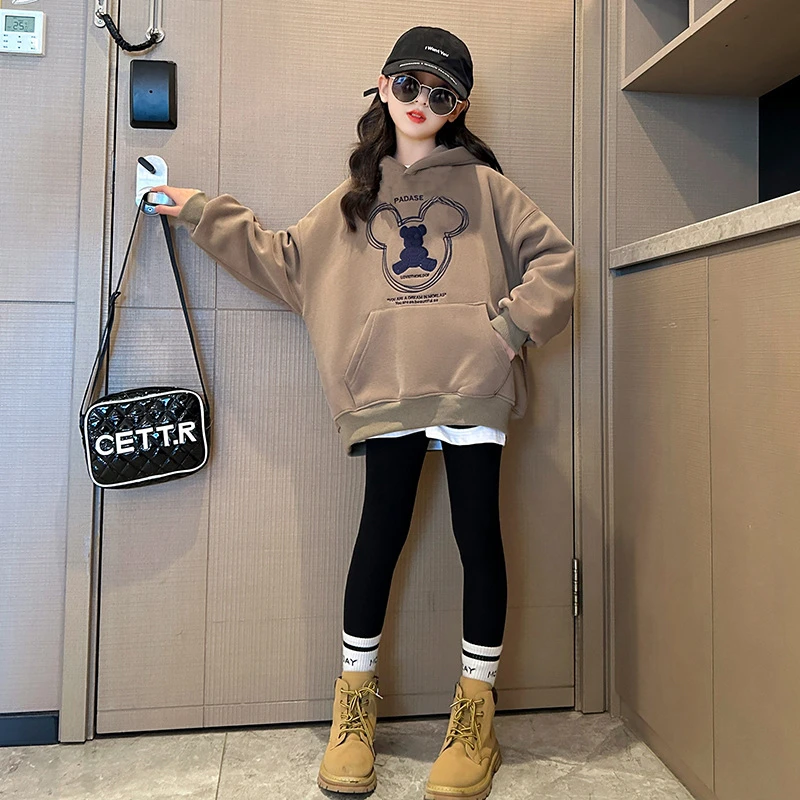 女童卫衣2025新款洋气秋冬童装春季连帽套装大童衣服春秋款两件套