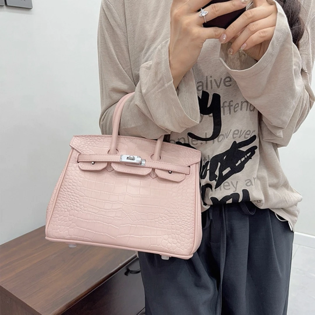 经典凯莉款手提包/时尚荔枝纹耐刮单肩包百搭斜挎包包