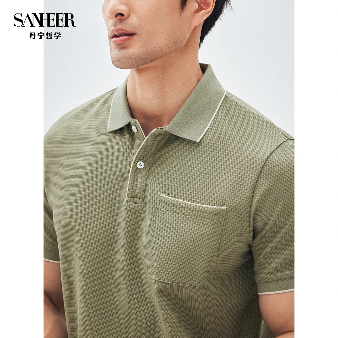 【直播专享】桑蚕丝羊毛混纺珠地夏季翻领绅士短袖T恤POLO衫 DAT944