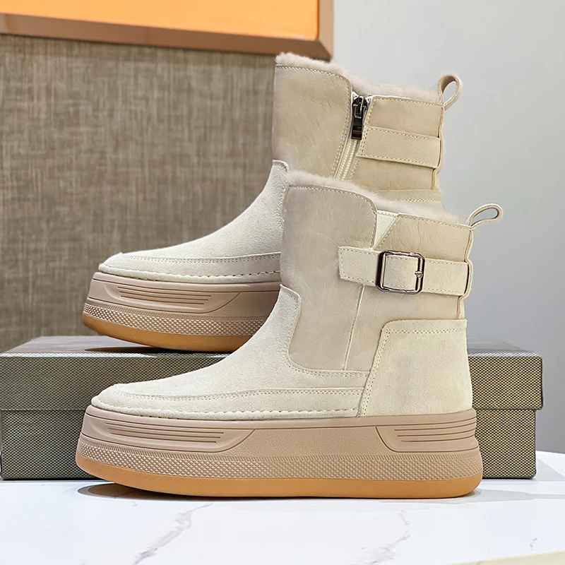 韩版时尚雪地靴女2025冬季新款加绒加厚棉鞋厚底防滑短靴保暖靴子