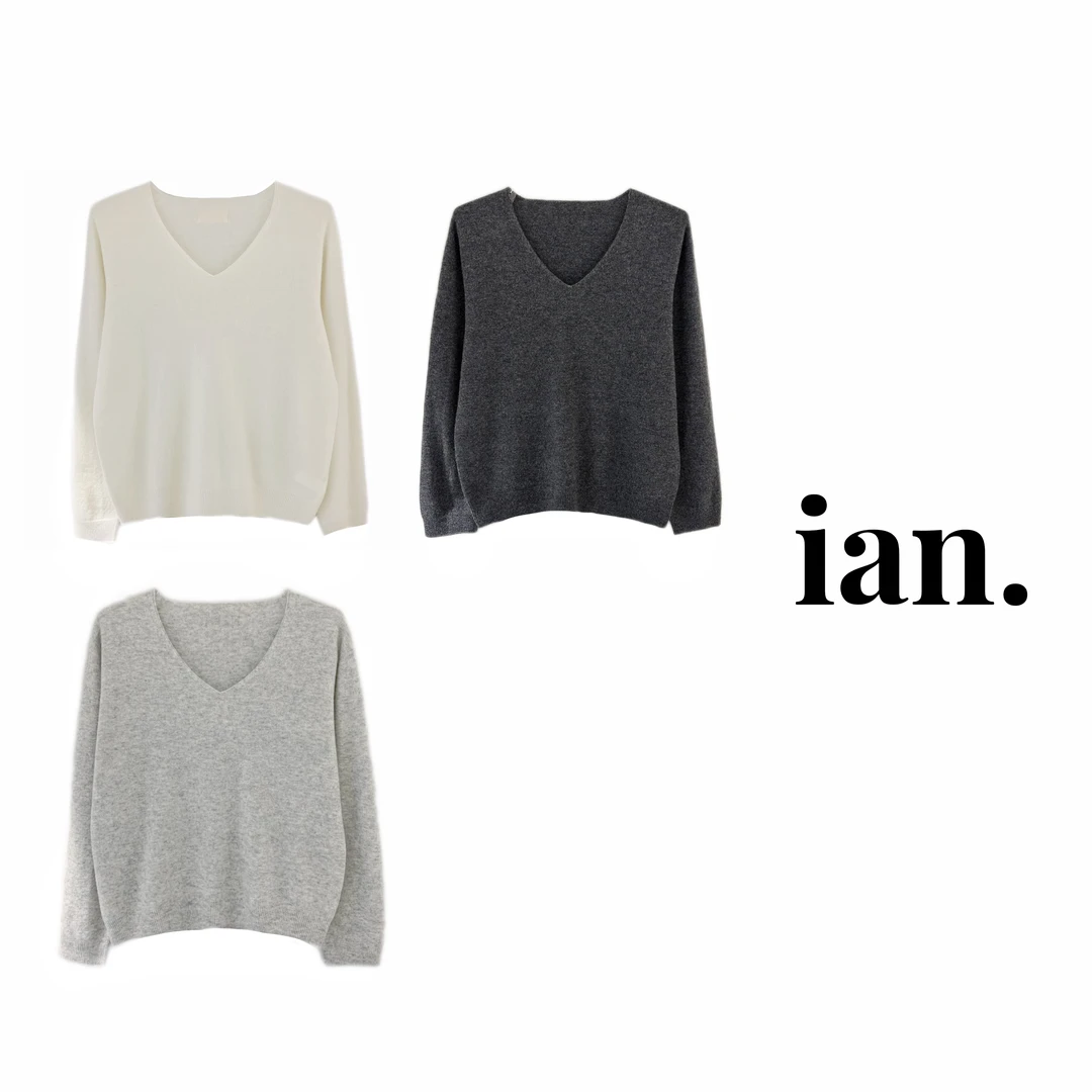 【ian】极简高品 v领100绵羊毛套头羊毛衫