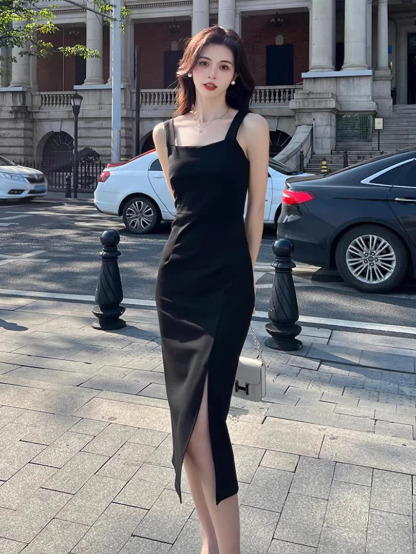 法式复古赫本风气质显瘦背带吊带连衣裙女春夏内搭