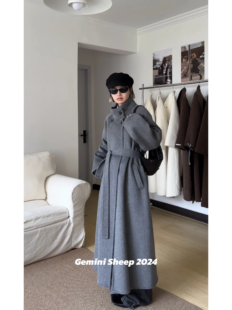 【冬日摩洛哥】立领绵羊毛冬季加厚超长大衣加长款双面呢气质大衣