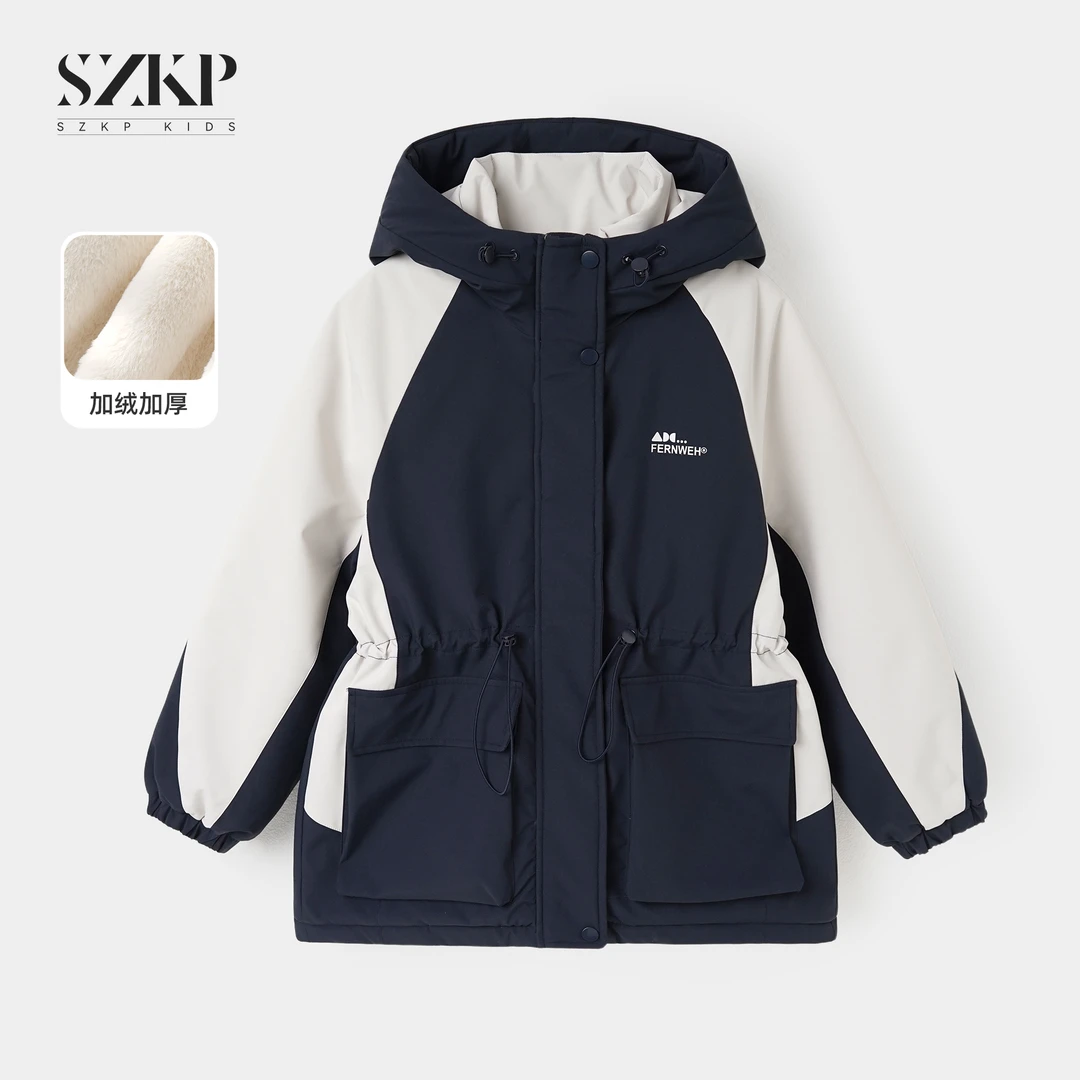 SZKP冬季新款女童保暖上衣中大童休闲儿童加绒棉衣外套BGYD557719